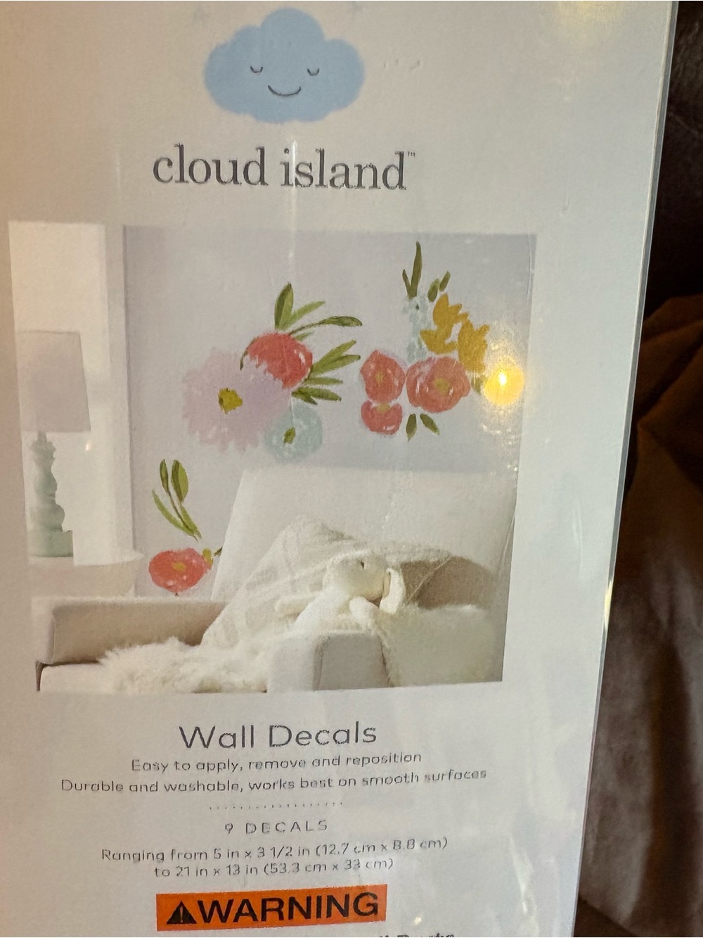 cloud island Floral Wall Decals in Pink, Green and Yellow 9 count New
